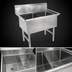 Thumbnail image #3 for John Boos B-Series 2-Compartment Stainless Steel Sink with 10-Inch Backsplash, 37-1/8