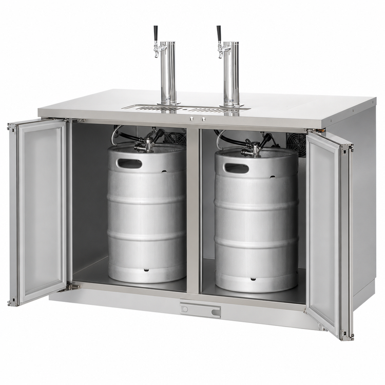 Product image #3 for Everest Refrigeration EBD2-SS Two-Section Direct Draw Keg Refrigerator, 57-3/4-Inch Wide, Stainless Steel, 2 Half-Barrel Capacity