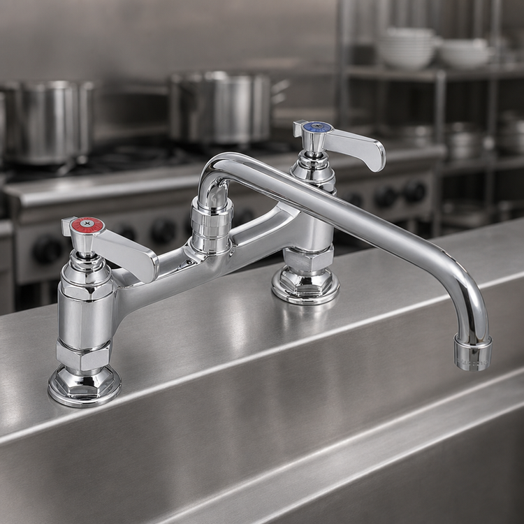 Product image #3 for OptiFlow Heavy Duty 8-Inch On-Center Deck Mount Faucet with 8-Inch Swing Spout, Lead-Free