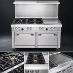 Thumbnail image #3 for Southbend (Middleby) Ultimate 4484EE-2T 48-Inch Gas Restaurant Range with 4 Burners, 24-Inch Thermostatic Griddle, and 2 Space-Saver Ovens