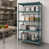 Thumbnail image #3 for Quantum WR63-2424WPM 4-Tier Stationary Wire Plastic Mat Shelving Unit, 24 x 24 x 63 Inches, Green Epoxy