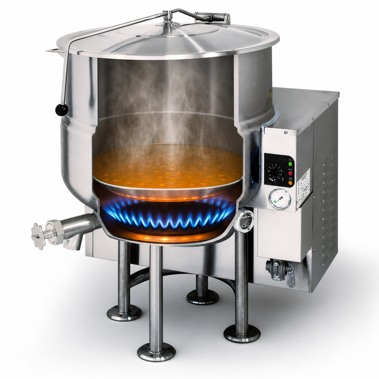 Product image #3 for Cleveland Range KGL-40 40-Gallon Gas-Fired Stationary Kettle, 2/3 Steam Jacketed, Floor Model