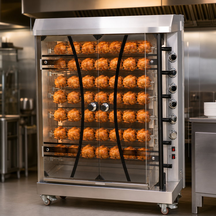 Product image #3 for Omcan 46-Inch Electric Rotisserie Grill, 6-Spit, 36-Chicken Capacity, 12 kW