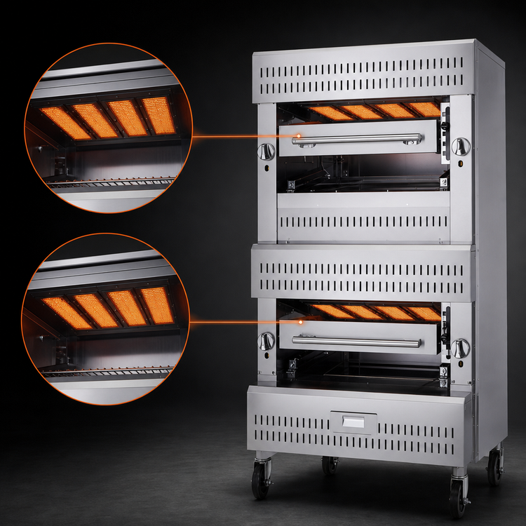 Product image #4 for Vulcan V Series Heavy-Duty Range Match Double Deck Infrared Upright Gas Broiler
