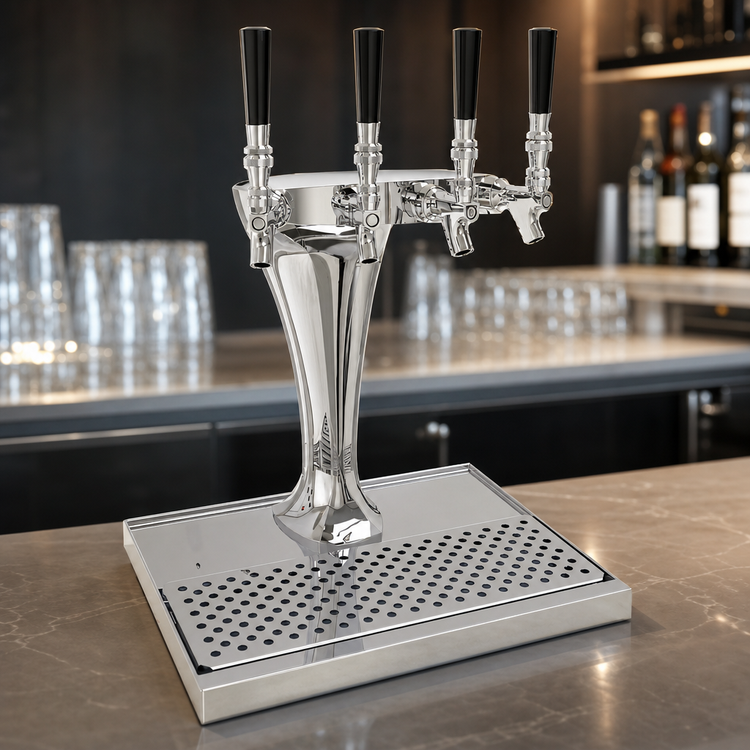 Product image #3 for Glastender Cobra 4-Faucet Countertop Glycol-Cooled Draft Dispensing Tower, Polished Chrome Finish