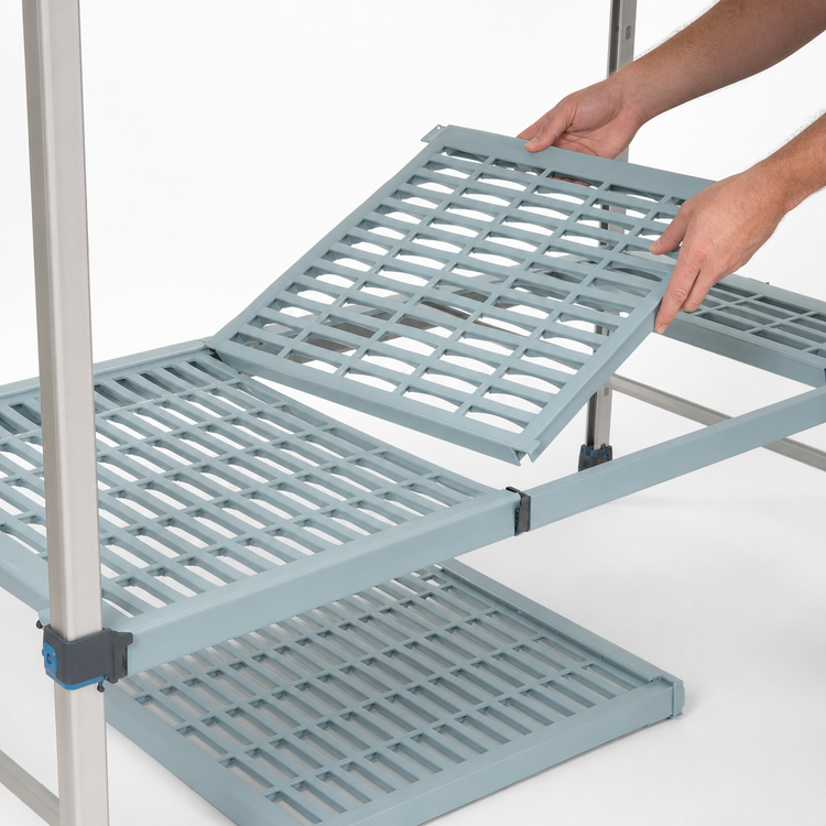 Product image #3 for MetroMax Q 72" x 24" Vented Shelf with Removable Polymer Mats and Epoxy-Coated Steel Frame