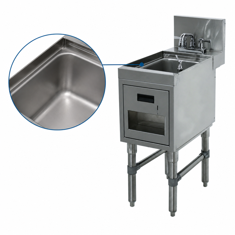 Product image #3 for Advance Tabco Prestige Signature Series Stainless Steel Underbar Hand Sink with Soap & Towel Dispensers, Deck-Mount Faucet, 18 x 25 x 36 Inches