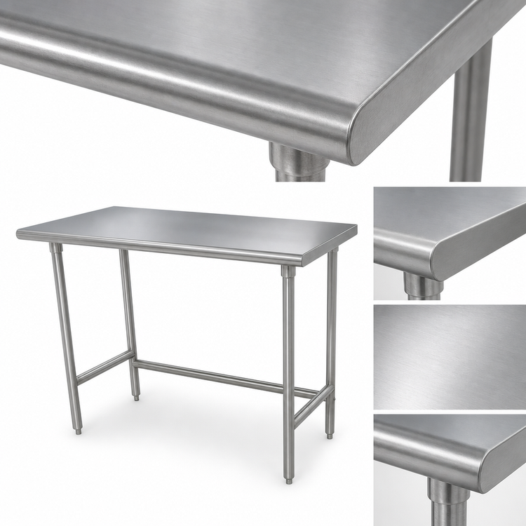 Product image #3 for Advance Tabco Special Value Series 30 x 24 Inch Flat Top Open Base Work Table with 16 Gauge 430 Stainless Steel Top