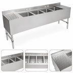Thumbnail image #3 for John Boos UBS4-2184-2D18-X 84-Inch 4-Compartment Underbar Sink with Dual 18-Inch Drainboards, 300-Series Stainless Steel