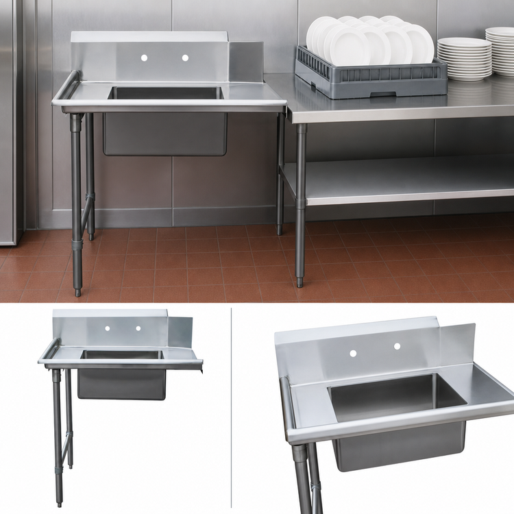 Product image #3 for Commercial Soiled Dish Table with Left-Side Sink, 36-Inch Wide, Stainless Steel