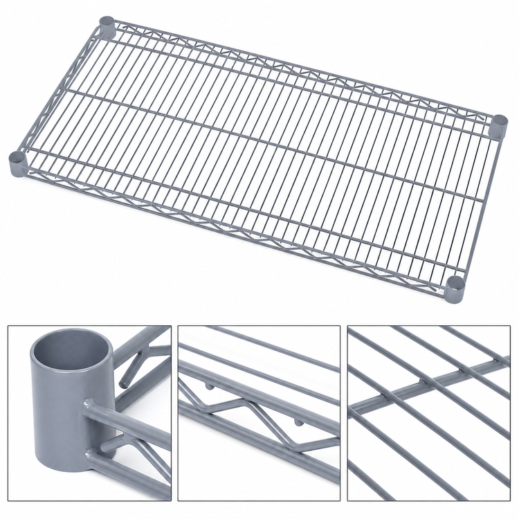 Product image #3 for Quantum 66-Inch x 24-Inch Gray Epoxy Antimicrobial Wire Shelf, 600-800 lb. Capacity