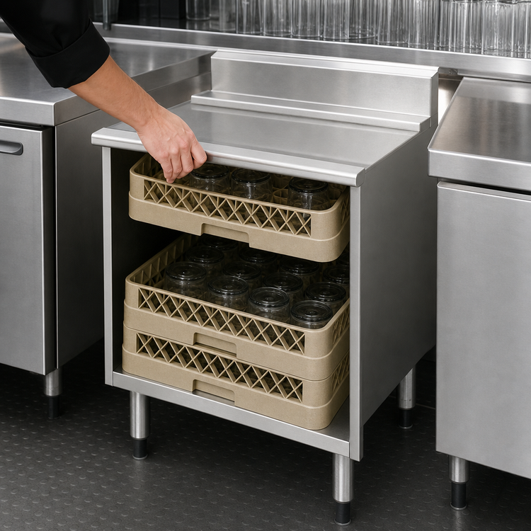 Product image #3 for Eagle Group 2200 Series Underbar Glass Rack Storage Unit, Open Top, 18-Inch Wide