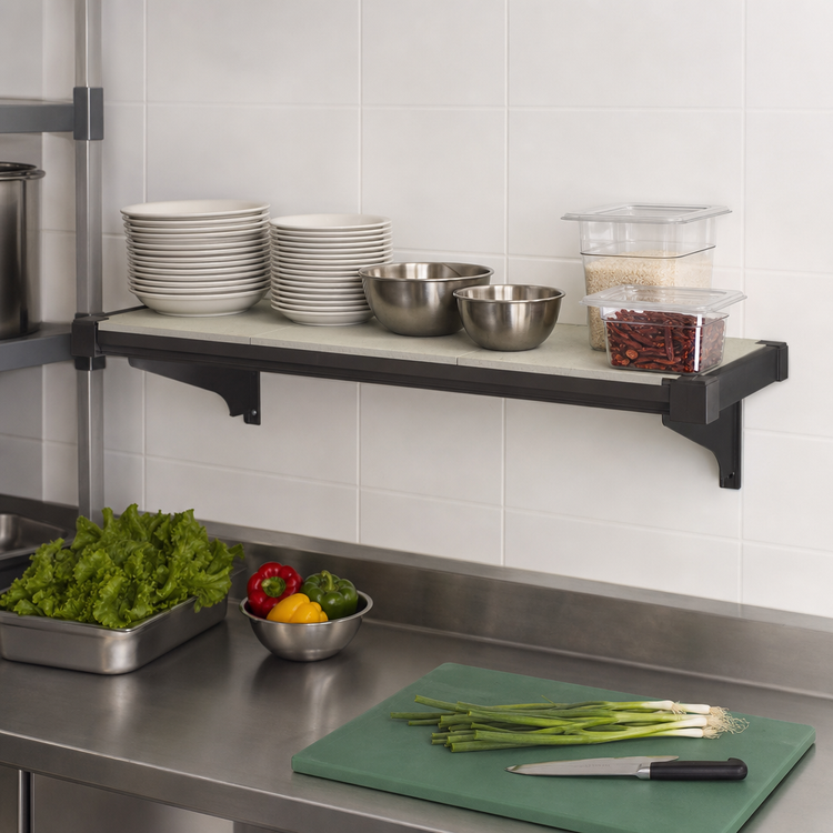 Product image #3 for Cambro Camshelving Elevation Series 14" Deep x 42" Wide Solid Wall Shelf Kit