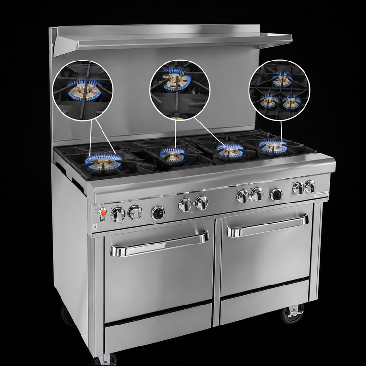 Product image #3 for Southbend Ultimate 48-Inch Gas Restaurant Range with 7 Burners, Standard Oven, and Cabinet Base