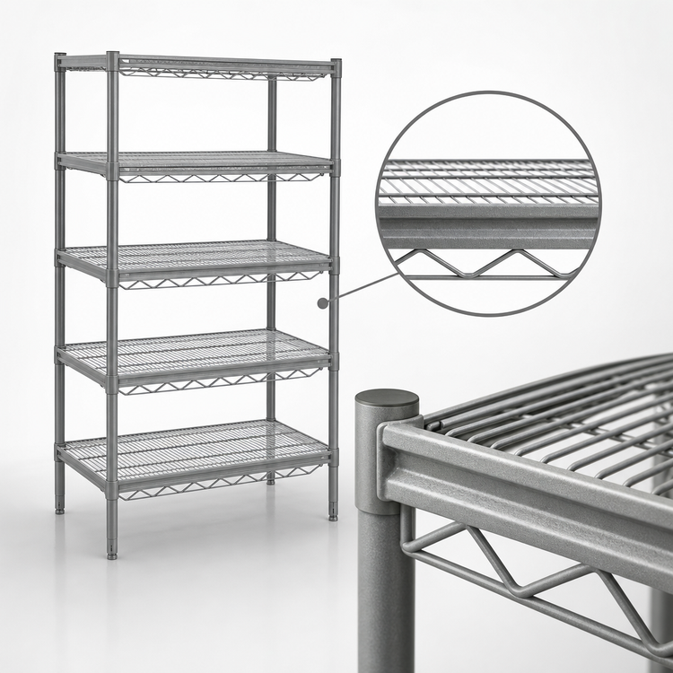 Product image #3 for Eagle Group Valu-Master 5-Tier Wire Shelving Starter Unit, 30-Inch W x 21-Inch D x 74-Inch H, Pewter Gray Epoxy Finish