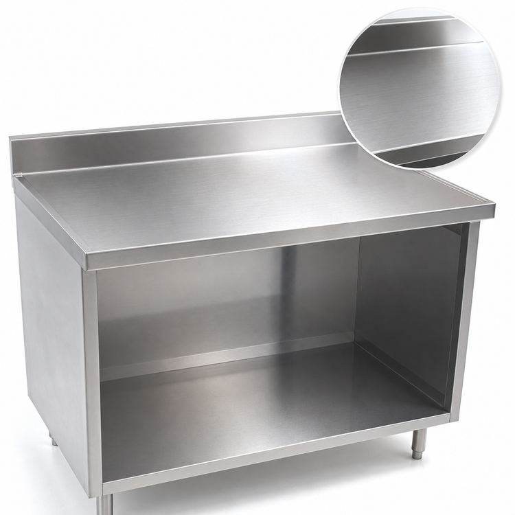 Product image #3 for Eagle Spec-Master Marine Series Stainless Steel Cabinet Base Work Table with Open Front, 48 x 24 Inches, 4-1/2-Inch Backsplash
