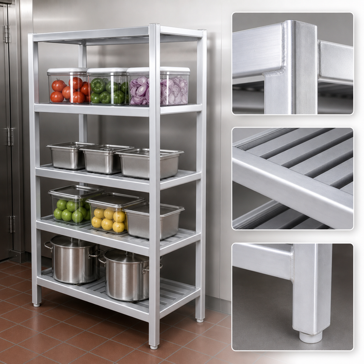 Product image #3 for Lifetime Tough 4-Shelf Tubular Aluminum Dunnage Shelving Rack, 60 x 24 x 64 Inches