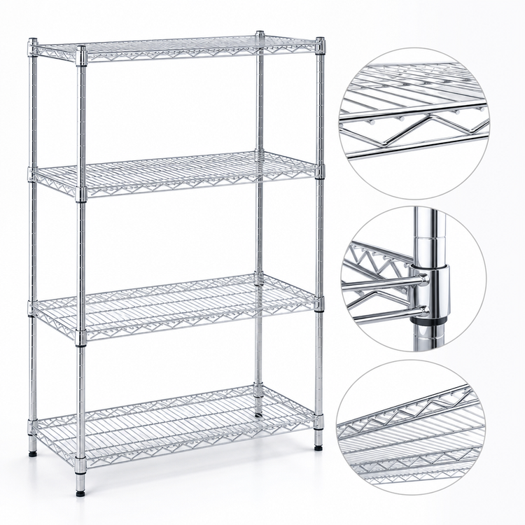 Product image #3 for Eagle Group 4-Tier Chrome-Plated Wire Starter Shelving Unit, 42 x 18 x 63 Inches