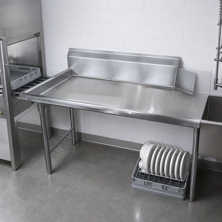Product image #3 for Advance Tabco Special Value Series Straight Right-to-Left Dish Table with 10-1/2-Inch Backsplash, 95 x 30 Inches