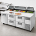 Thumbnail image #3 for True 93.5-Inch Self-Contained Refrigerated Pizza Prep Table with 1 Door and 4 Drawers
