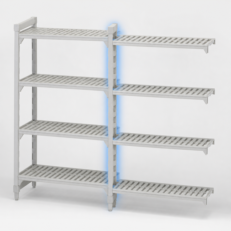 Product image #4 for Cambro Camshelving Premium 4-Shelf Vented Polymer Add-On Shelving Unit, 18 x 48 x 84 Inches, Speckled Gray