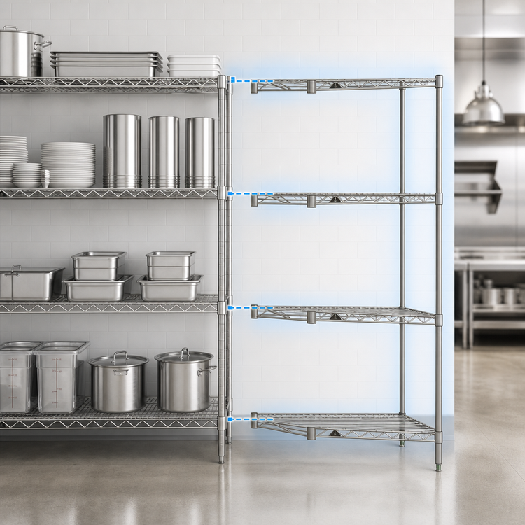 Product image #3 for Metro Super Erecta 36"W x 18"D x 63"H Chrome-Plated Add-On Wire Shelving Unit, 4 Shelves