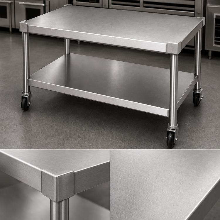 Product image #3 for Jade Range 84-Inch 14-Gauge Stainless Steel Equipment Stand with Open Base and Bottom Shelf