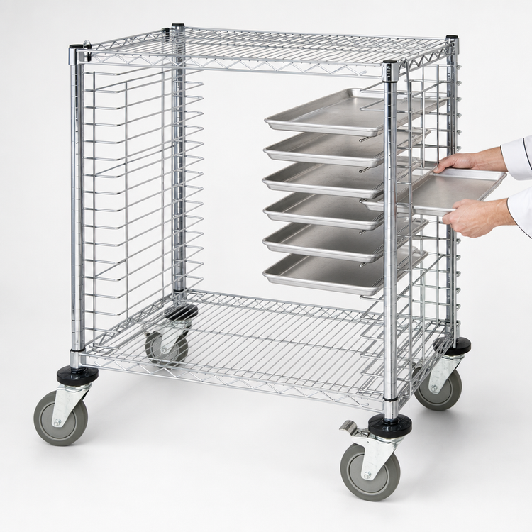 Product image #3 for Quantum TC-19 Half-Size Side-Load Mobile Tray Cart for 18 x 26 Trays