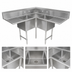 Thumbnail image #3 for John Boos Pro-Bowl 3-Compartment Corner Sink with Dual Drainboards, 70-1/2