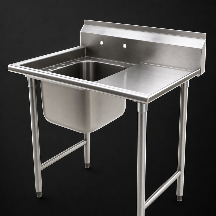 Product image #3 for Eagle Group 414 Series 1-Compartment Commercial Sink with 18-Inch Right Drainboard, 45 Inch Wide
