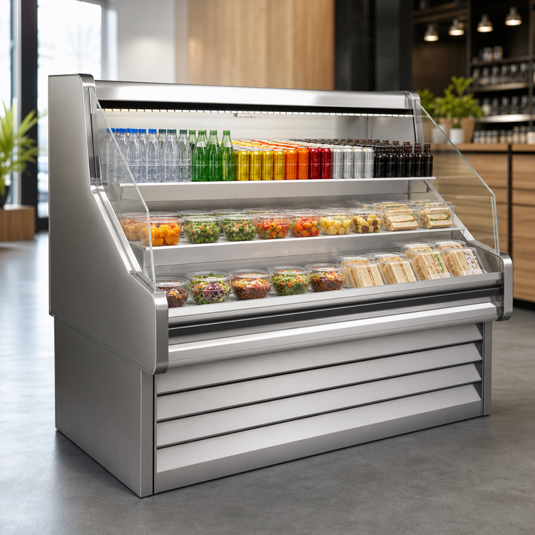 Product image #3 for Howard-McCray Ovation Series 63-Inch Self-Contained Impulse Open Merchandiser, Stainless Steel, LED Lighting