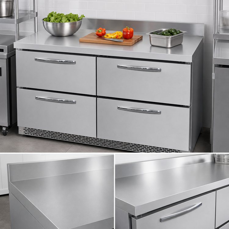 Product image #3 for Continental Refrigerator SWF48NBS-FB-D 48" Two-Section Worktop Freezer with Drawers and Backsplash