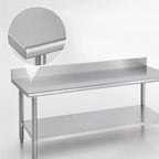 Thumbnail image #3 for Duke Manufacturing 316-3660-5R Stainless Steel Work Table, 60 x 36 in., 5 in. Riser, Galvanized Undershelf, 16-Gauge 300 Series Top