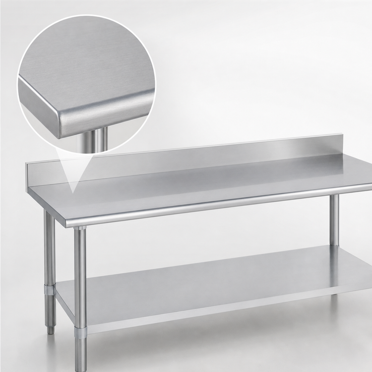 Product image #3 for Duke Deluxe 60 Inch x 36 Inch Stainless Steel Work Table with 5 Inch Riser and Galvanized Undershelf