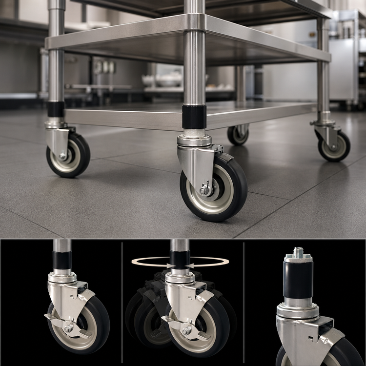 Product image #4 for Sapphire Manufacturing Universal Swivel Stem Caster Set for Work Tables & Equipment Stands, 6-Pack, 5-Inch Polyurethane Wheels
