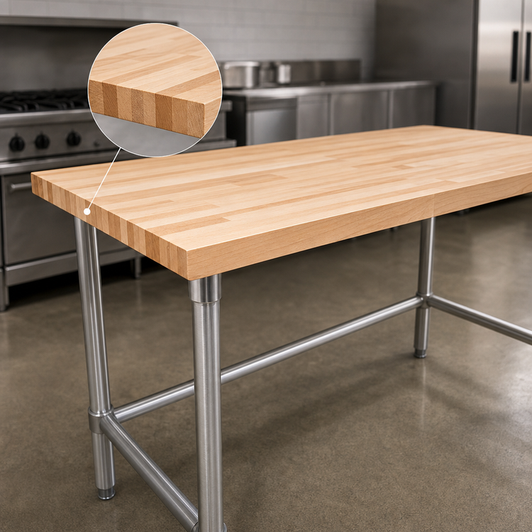 Product image #3 for John Boos 48 Inch x 30 Inch Wood Top Work Table with Northern Hard Rock Maple Top and Stainless Steel Base