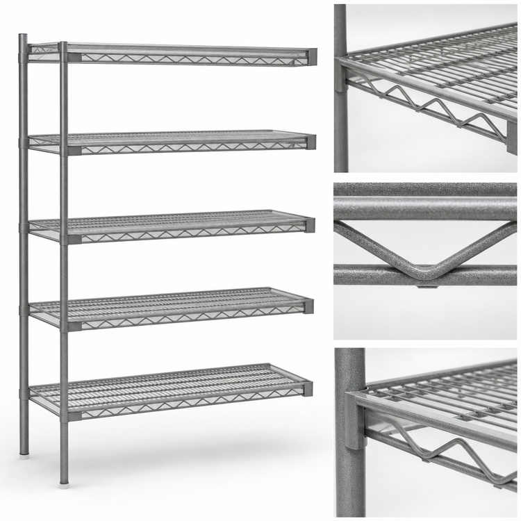 Product image #3 for Eagle Group Valu-Master 5-Tier Add-On Wire Shelving Unit, 42W x 18D x 74H, Pewter Gray Epoxy Finish