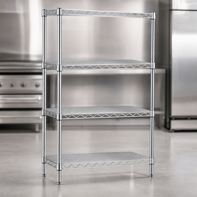 Product image #3 for Eagle Group 4-Tier Stationary Starter Wire Shelving Unit, 36 x 21 x 74 Inches, Chrome-Plated