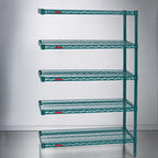 Thumbnail image #3 for Eagle Group Valu-Gard A5-86-1830VG 5-Tier Add-On Wire Shelving Unit, 30 x 18 x 86 Inches, Green Epoxy