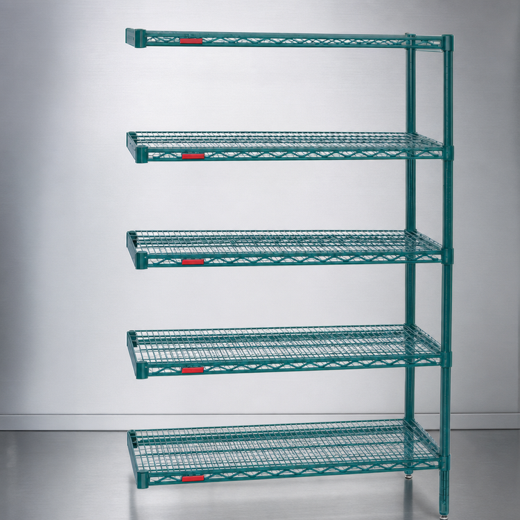 Product image #3 for Eagle Valu-Gard 5-Tier Add-On Wire Shelving Unit, 30 x 18 x 86 Inch, Green Epoxy