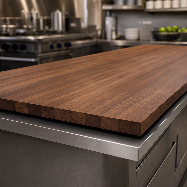 Product image #3 for John Boos Boos Block Full-Length Edge Grain American Black Walnut Kitchen Countertop, 120 x 30 x 2-1/4-Inch, Varnique Finish