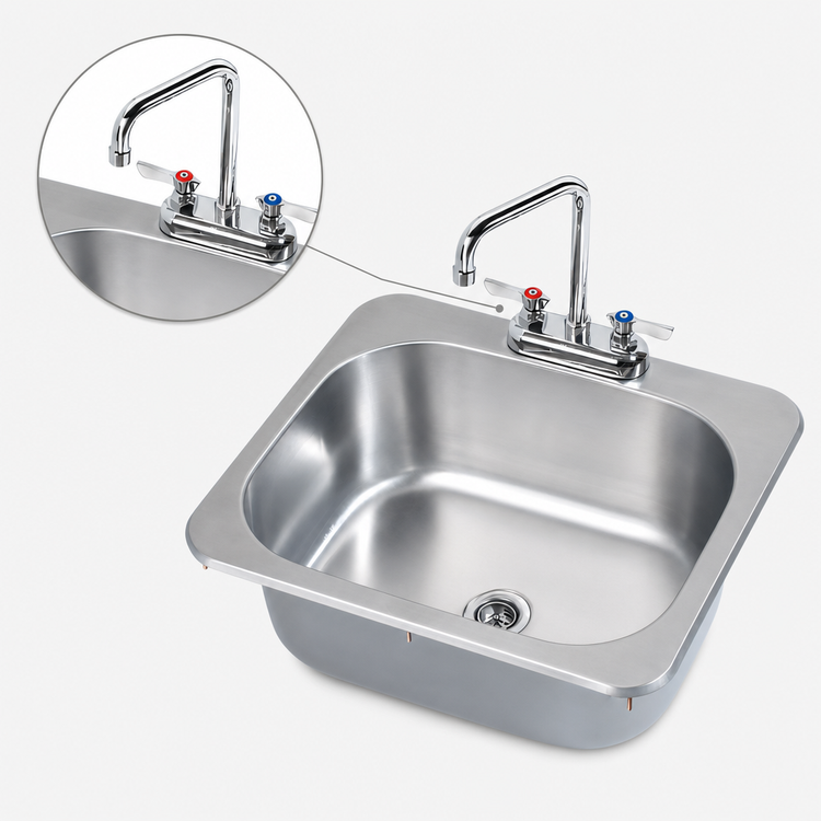 Product image #3 for Drop-In Stainless Steel Hand Sink with Included Faucet