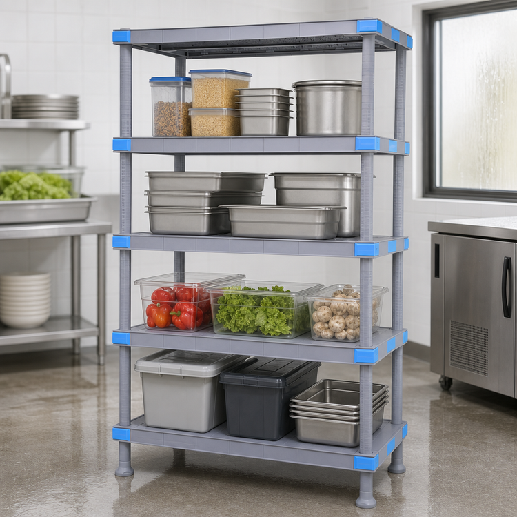Product image #3 for Quantum Millenia 42-Inch Wide x 18-Inch Deep x 74-Inch High Polymer Stationary Starter Shelving Unit with 4 Solid Shelves