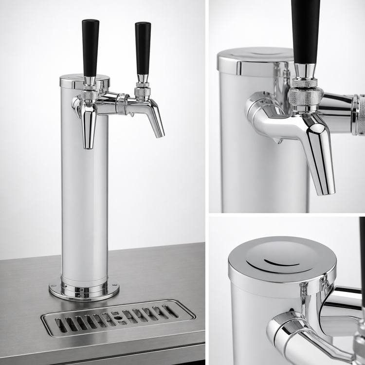 Product image #3 for Perlick 2-Faucet Air-Cooled Countertop Draft Beer Tower with Polished Chrome Finish