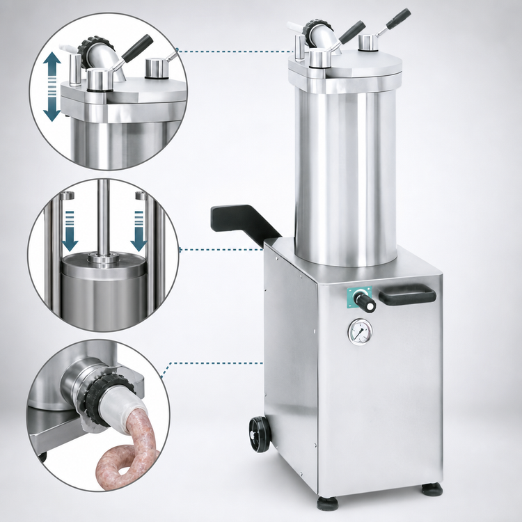 Product image #3 for Trento Automatic Vertical Hydraulic Piston Sausage Stuffer, 48 lb Capacity, 220V