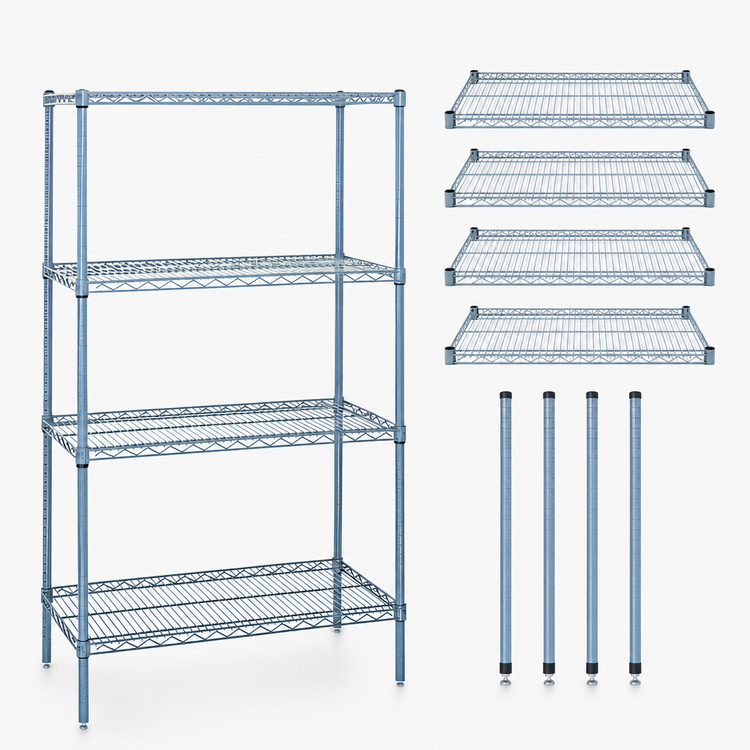 Product image #3 for Quantum 36 x 30 x 54 Inch Gray Epoxy Antimicrobial Wire Shelving Starter Kit with 4 Shelves