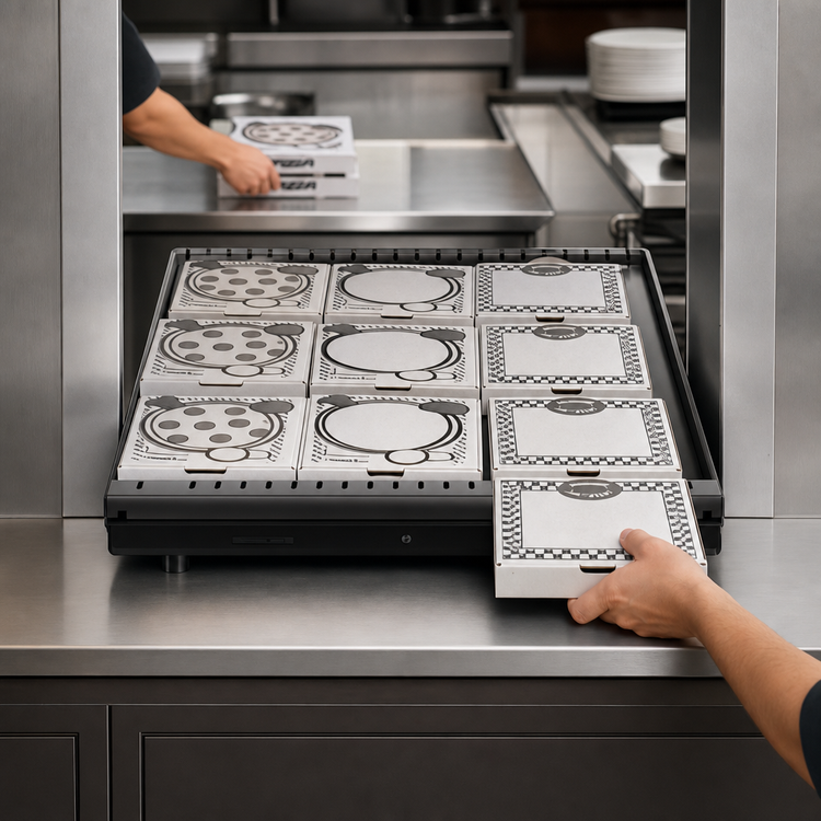 Product image #3 for Hatco Glo-Ray® Countertop Pass-Thru Pizza Warmer with Single Slant Shelf, 24 x 24 Inch