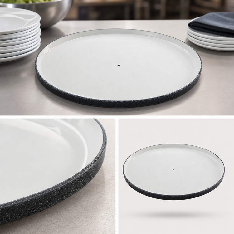 Product image #4 for American Metalcraft Lift Collection Round Melamine Lift Plate, 15-7/8 Inch, White with Black Speckles