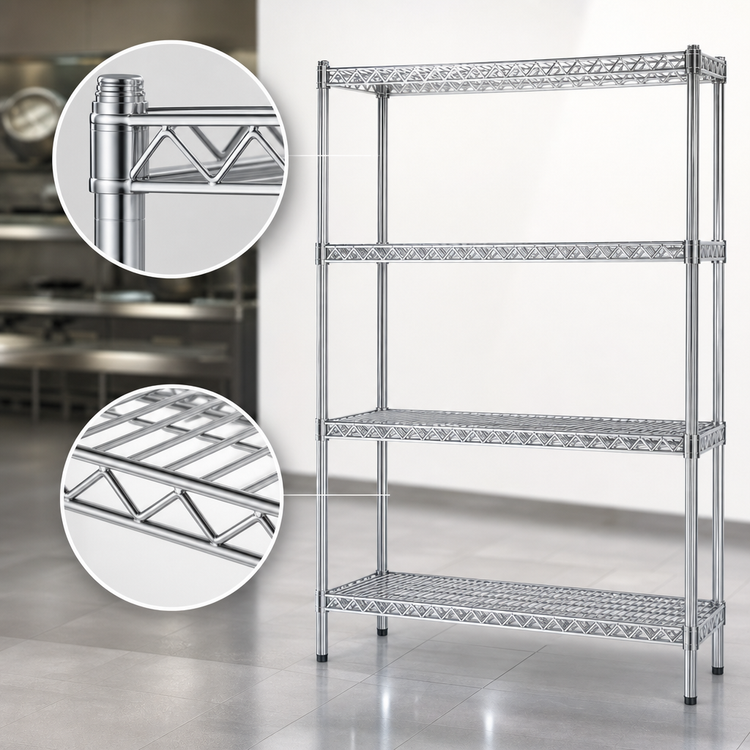 Product image #3 for Eagle Group 4-Tier Wire Starter Shelving Unit, 42W x 21D x 63H, Stainless Steel Finish