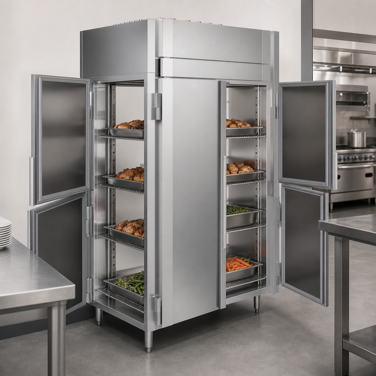 Product image #3 for Victory UltraSpec Pass-Thru Heated Holding Cabinet, Two-Section, 55.6 Cu. Ft., 4 Solid Hinged Doors